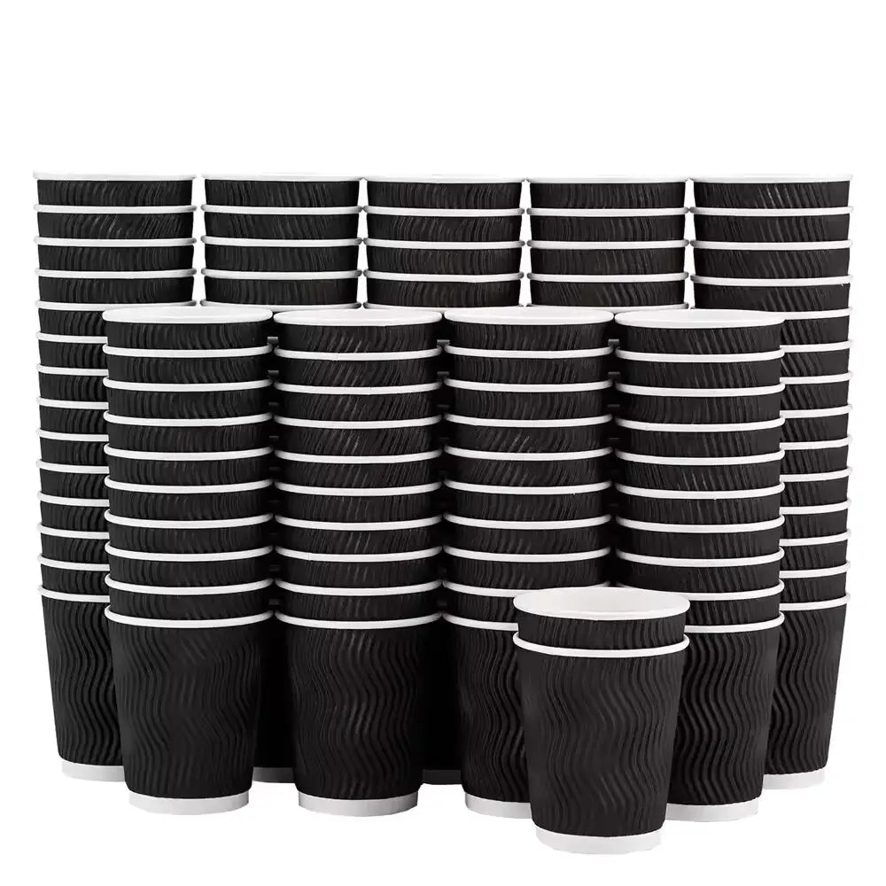 12oz Black Ripple Coffee Cup