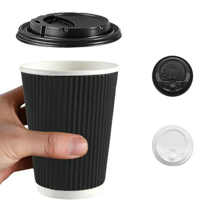 12oz Black Ripple Coffee Cup