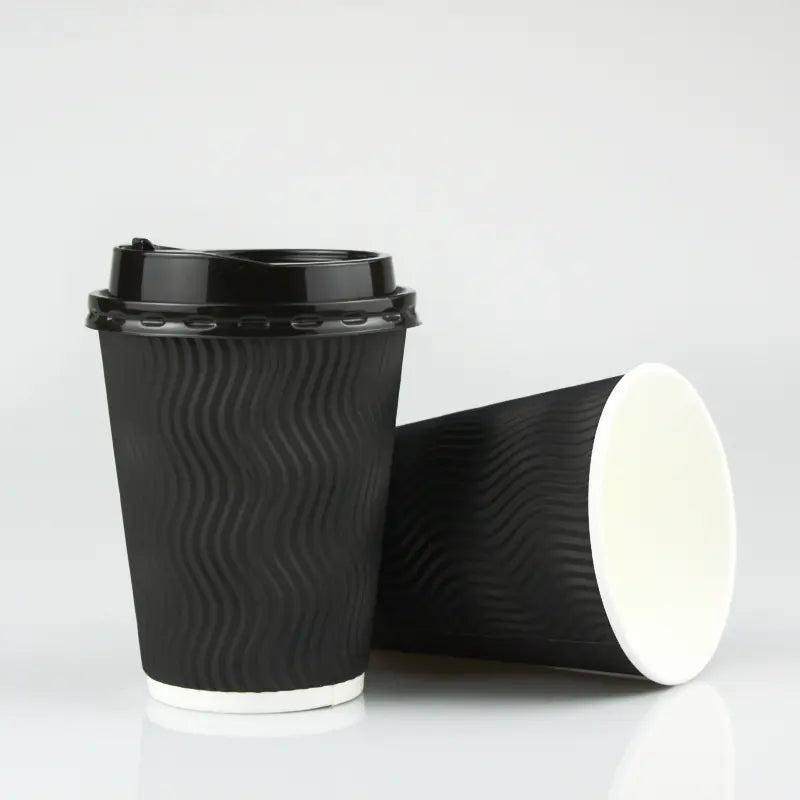 12oz Black Ripple Coffee Cup
