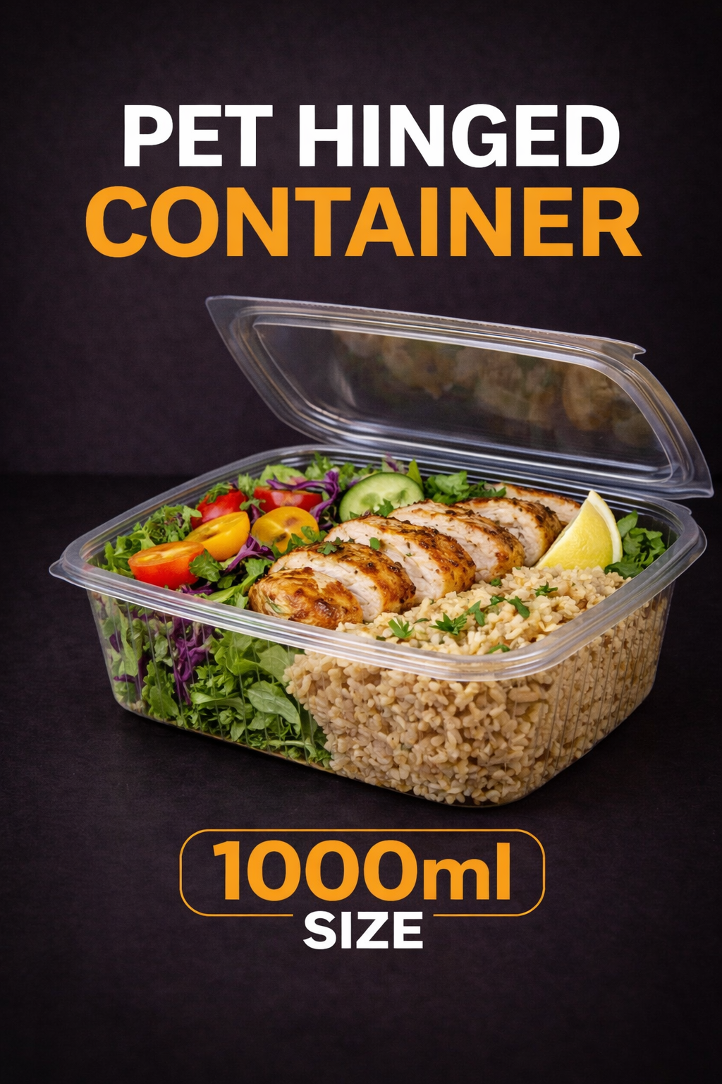 Clear RPET Hinged Food Container