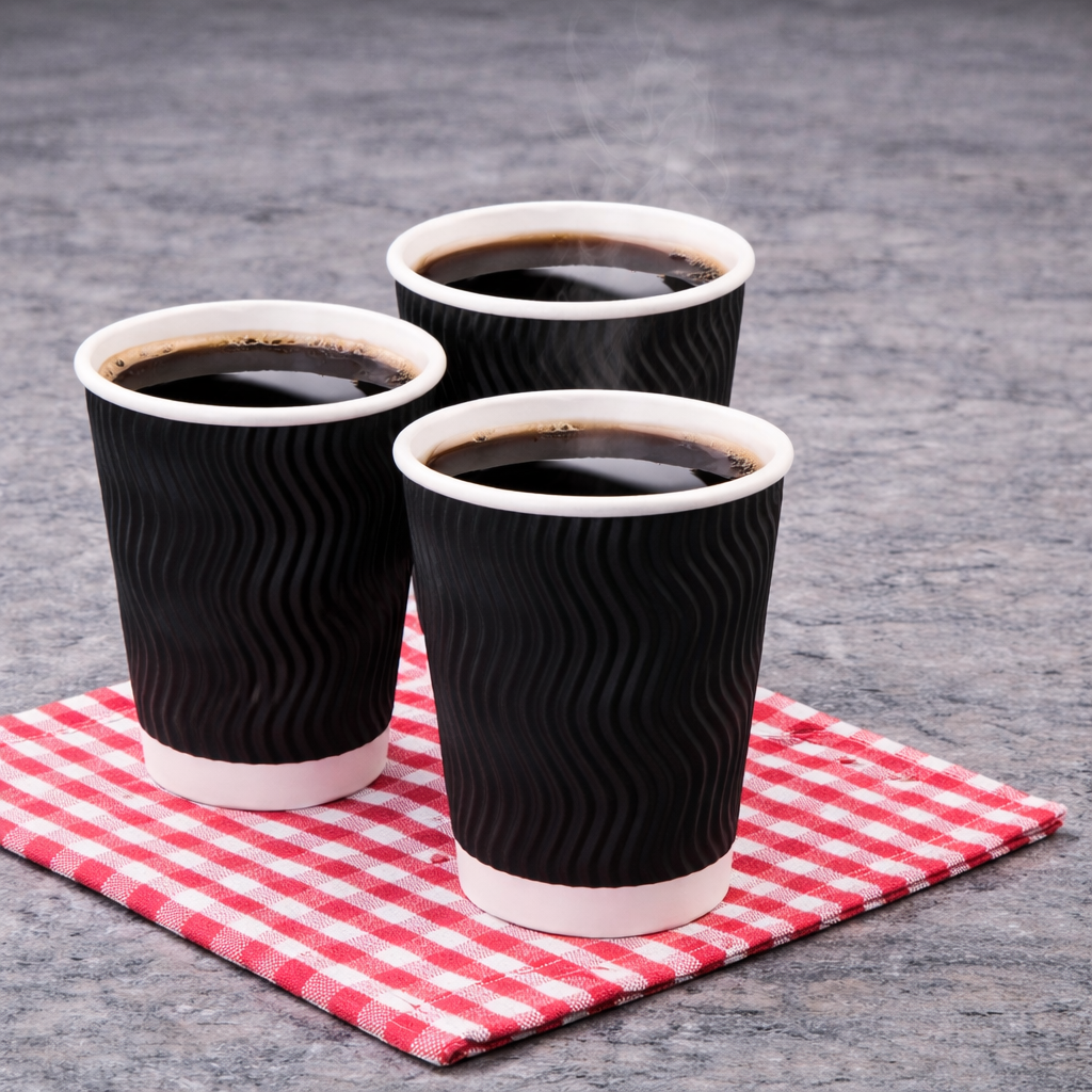 8oz Black Ripple Coffee Cup