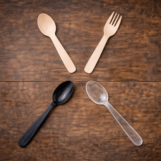 Birchwood & Heavy Duty Reusable Dessert Spoons & Forks