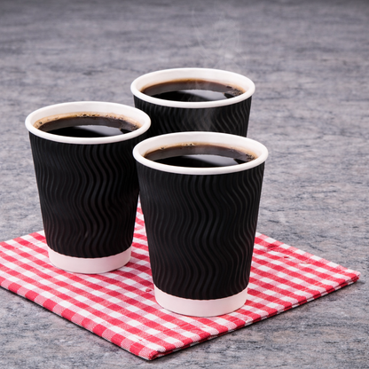 12oz Black Ripple Coffee Cup
