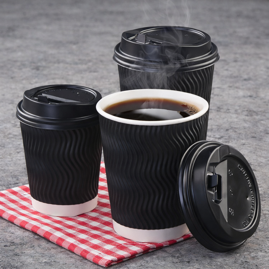 12oz Black Ripple Coffee Cup