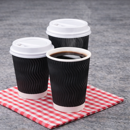 12oz Black Ripple Coffee Cup