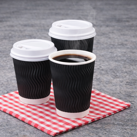 8oz Black Ripple Coffee Cup